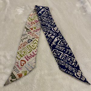 Coach Vintage Signature Print Silk Skinny Scarf